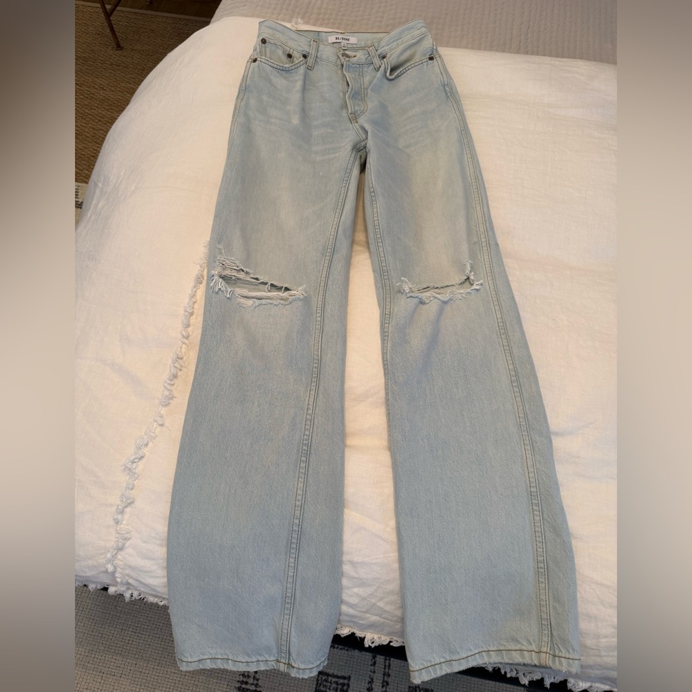 Re/Done Light Blue Distressed Jeans